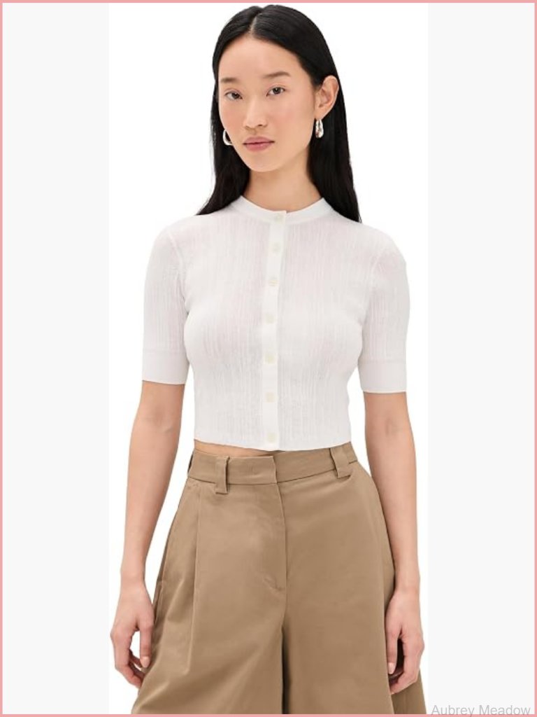 Lightweight Cotton Ribbed Cardigan With Button Closure